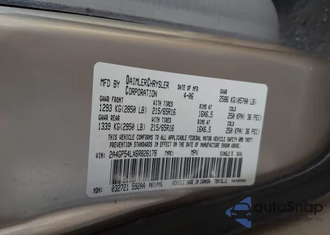 2006 Chrysler Town & Country Touring z USA, uszkodzony, nr VIN 2A4GP54LX6R826178